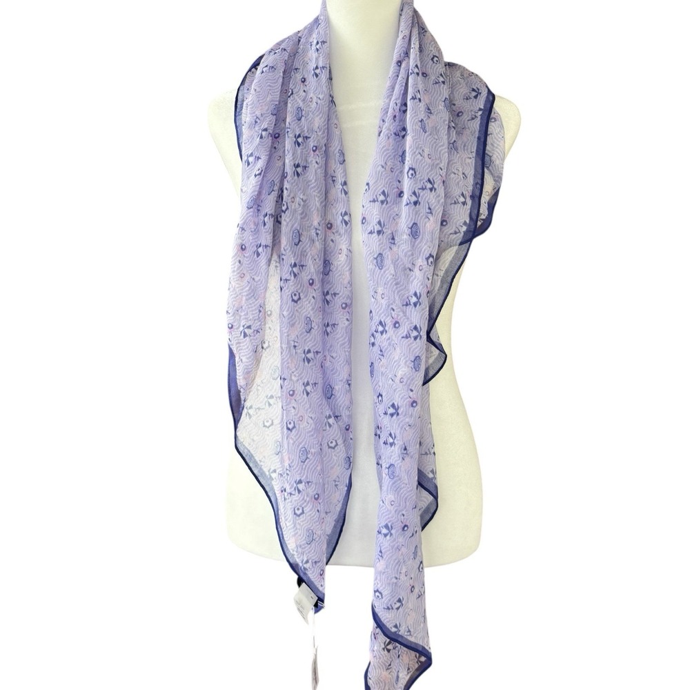 J CREW Purple‎ Lightweight Fashion Scarf 40"x40" Beach Umbrellas NWT